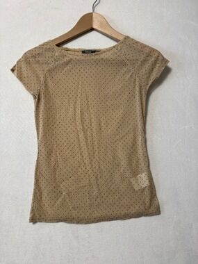 Mexx Tan Polka Dot Short Sleeve Top